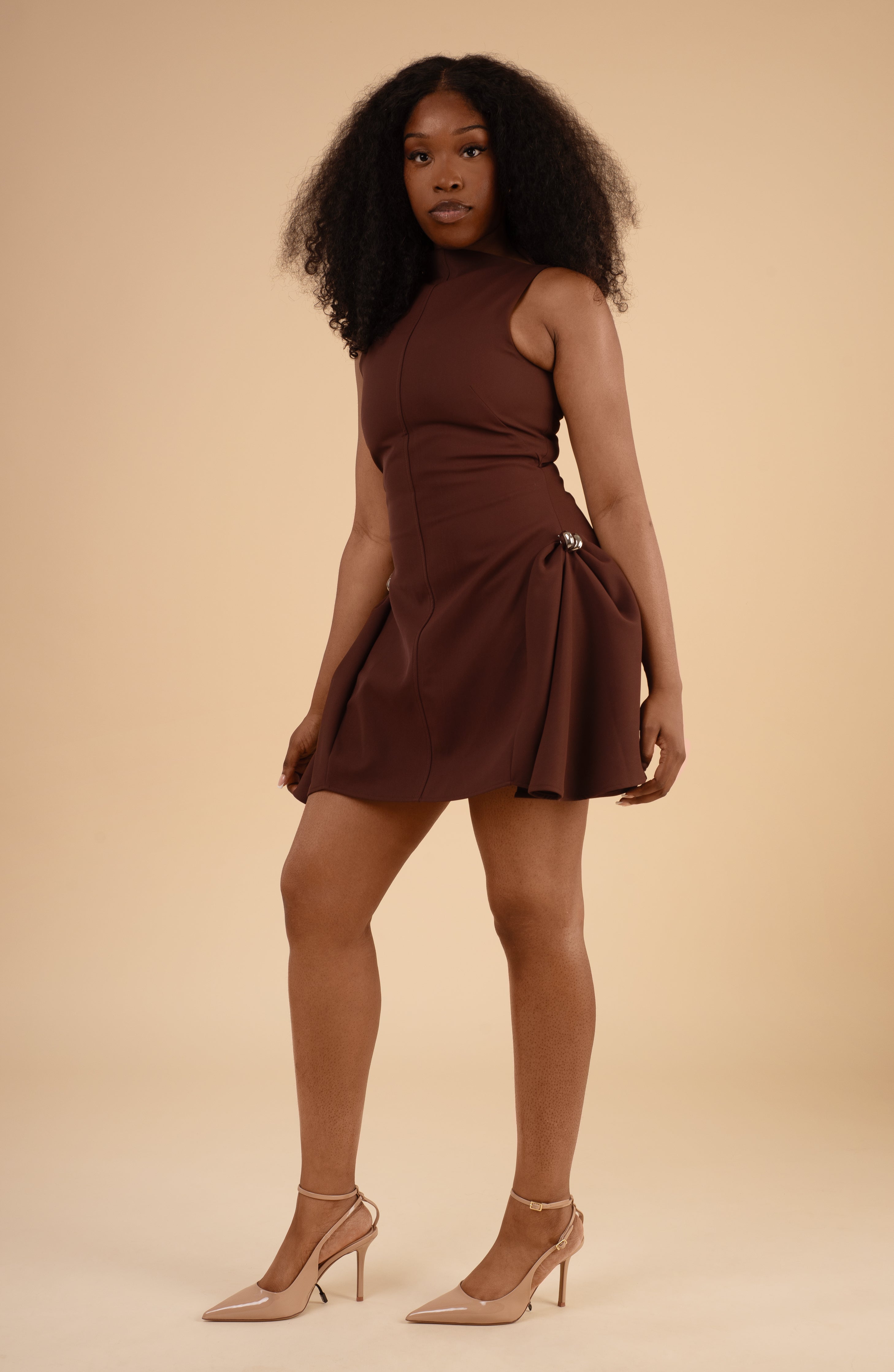 The Architect Mini Dress in cocoa Sculpt Label The Architect Mini Dress in cocoa Sculpt Label